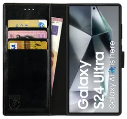 Rosso Element Samsung Galaxy S24 Ultra Hoesje Book Case Wallet Zwart afbeelding