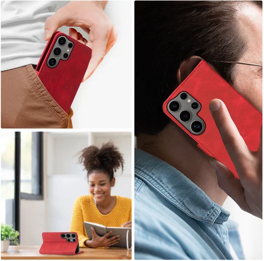 Rosso Element Samsung Galaxy S24 Ultra Hoesje Book Case Wallet Rood afbeelding 6