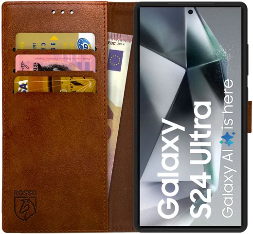 Rosso Element Samsung Galaxy S24 Ultra Hoesje Book Case Wallet Bruin afbeelding 1