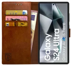 Rosso Element Samsung Galaxy S24 Ultra Hoesje Book Case Wallet Bruin afbeelding