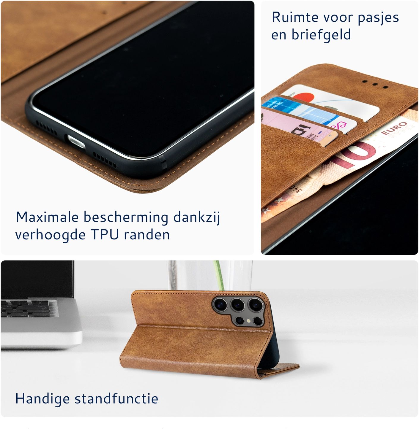 Rosso Element Samsung Galaxy S24 Ultra Hoesje Book Case Wallet Bruin afbeelding 4