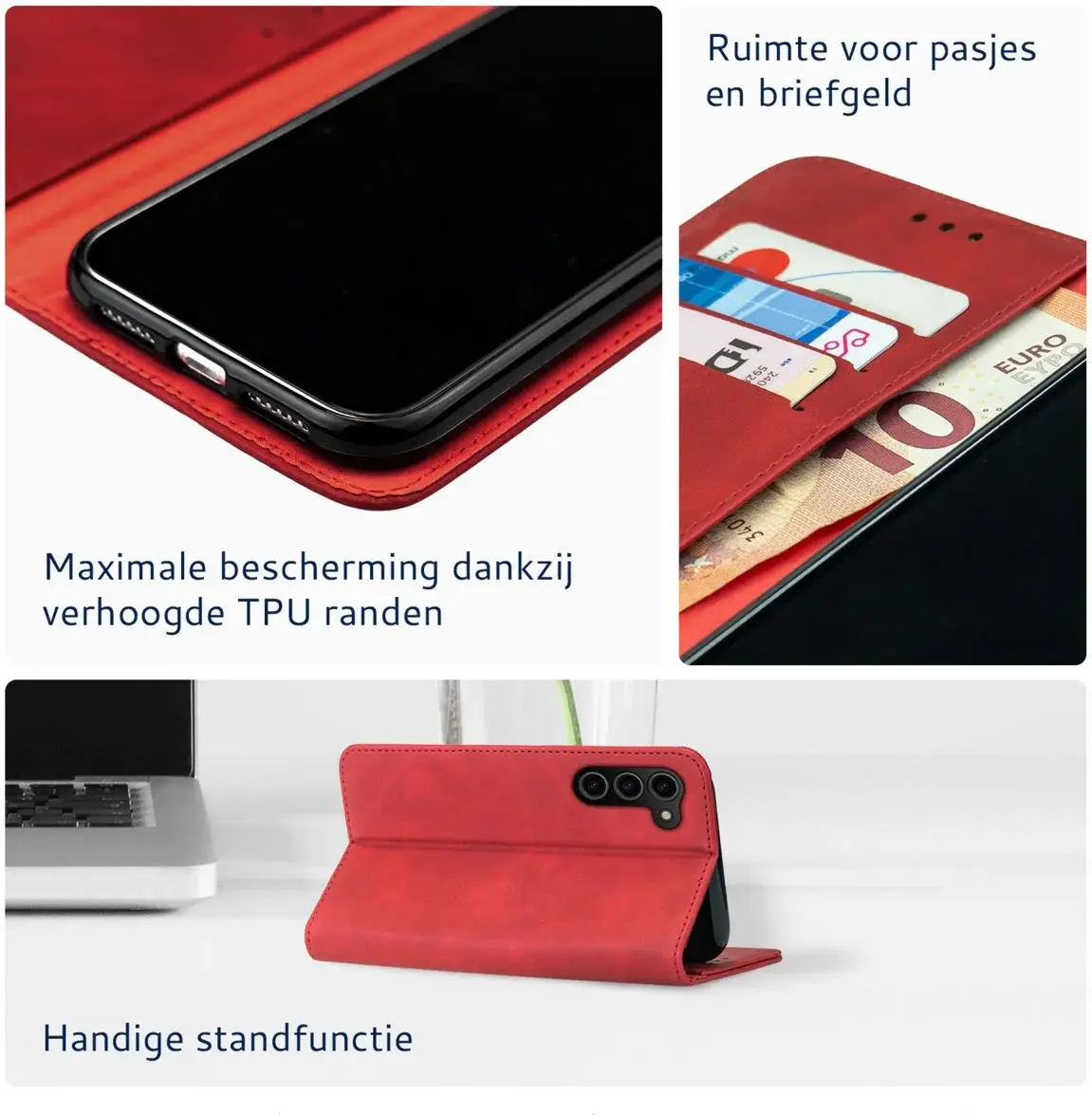 Rosso Element Samsung Galaxy S24 Plus Hoesje Book Case Wallet Rood afbeelding 4