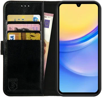 Rosso Element Samsung Galaxy A15 Hoesje Book Case Wallet Zwart