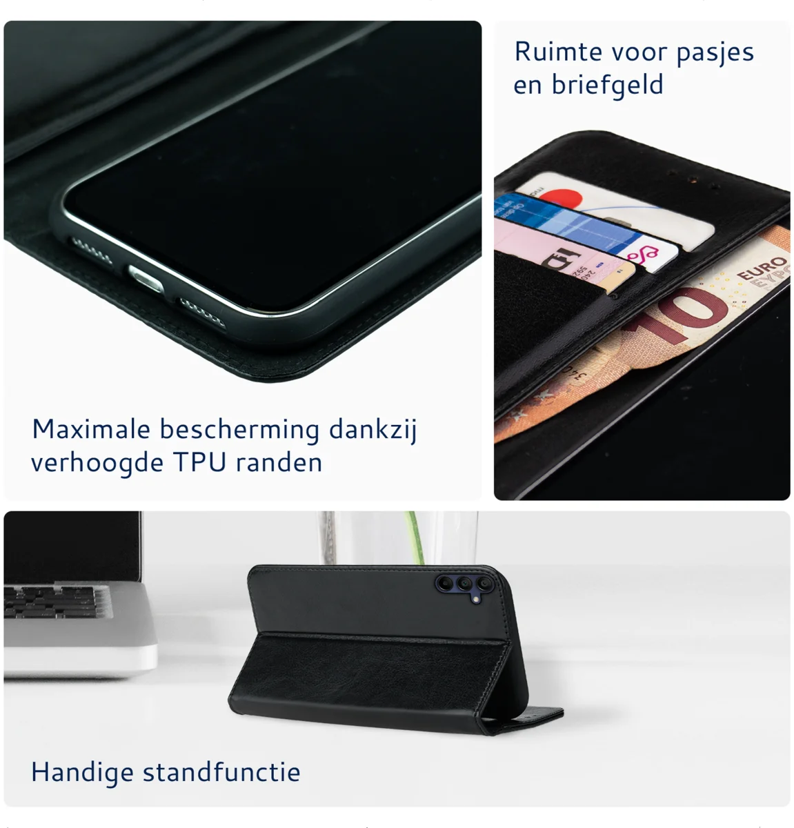 Rosso Element Samsung Galaxy A15 Hoesje Book Case Wallet Zwart afbeelding 3