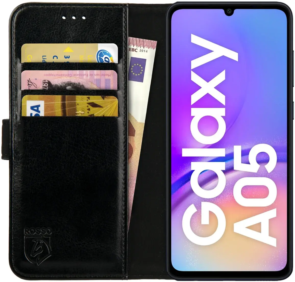 Rosso Element Samsung Galaxy A05 Hoesje Book Case Wallet Zwart afbeelding 1