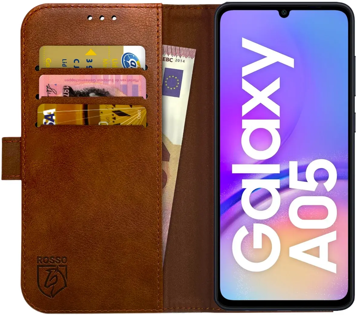 Rosso Element Samsung Galaxy A05 Hoesje Book Case Wallet Bruin afbeelding 1