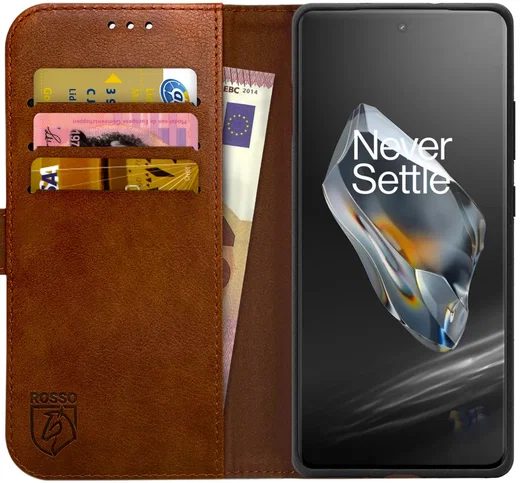 Rosso Element OnePlus 12 Hoesje Book Cover Case Wallet Bruin afbeelding 1