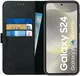 Rosso Deluxe Samsung Galaxy S24 Hoesje Echt Leer Book Case Zwart