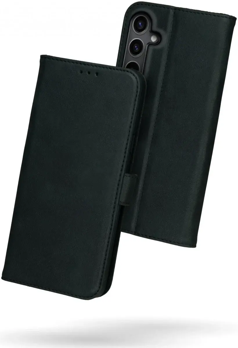 Rosso Deluxe Samsung Galaxy S24 Hoesje Echt Leer Book Case Zwart afbeelding 2