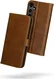 Rosso Deluxe Samsung Galaxy S24 Hoesje Echt Leer Book Case Bruin afbeelding 2