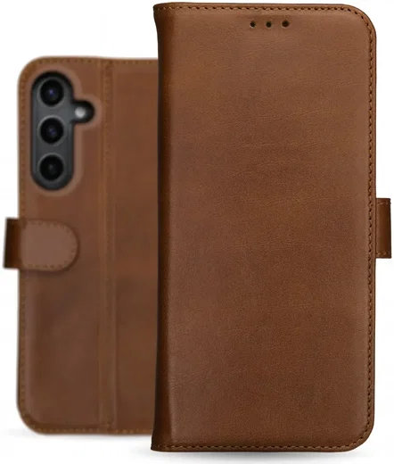 Rosso Deluxe Samsung Galaxy S24 Hoesje Echt Leer Book Case Bruin afbeelding 11