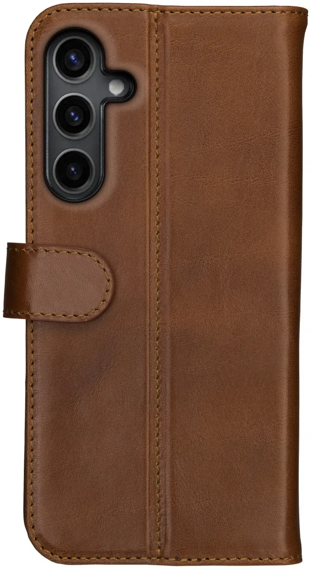 Rosso Deluxe Samsung Galaxy S24 Plus Hoesje Echt Leer Book Case Bruin afbeelding 2