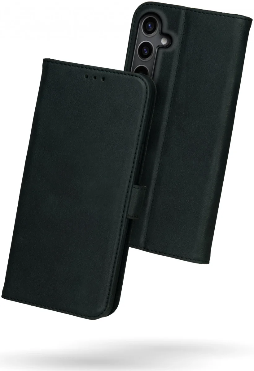 Rosso Deluxe Samsung Galaxy A15 Hoesje Echt Leer Book Case Zwart afbeelding 2