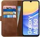 Rosso Deluxe Samsung Galaxy A15  Hoesje Echt Leer Book Case Bruin afbeelding 1