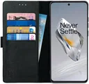 Rosso Deluxe OnePlus 12 Hoesje Echt Leer Book Case Zwart