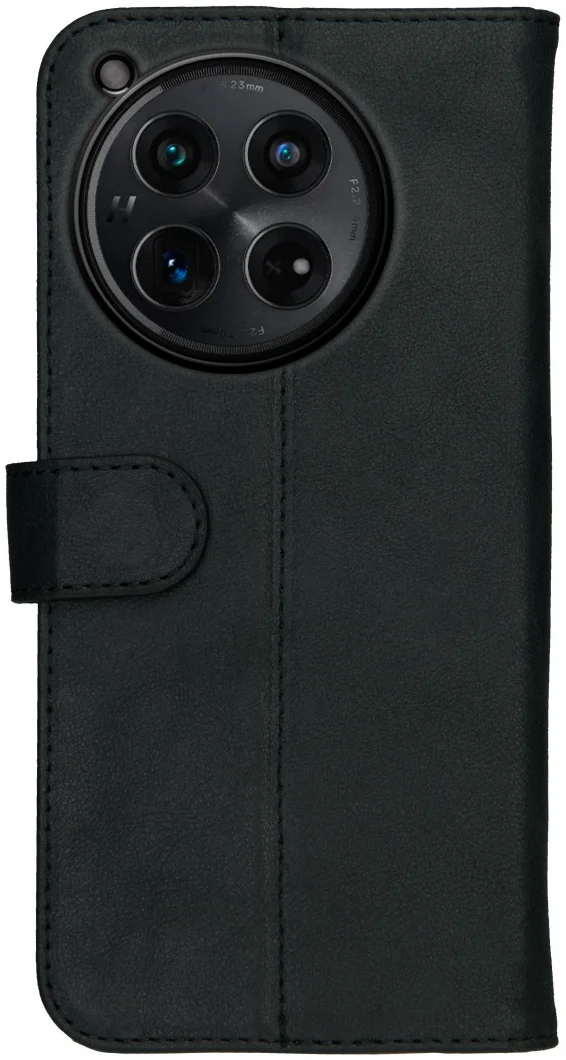 Rosso Deluxe OnePlus 12 Hoesje Echt Leer Book Case Zwart afbeelding 2