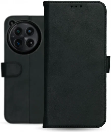 Rosso Deluxe OnePlus 12 Hoesje Echt Leer Book Case Zwart afbeelding 6