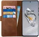Rosso Deluxe OnePlus 12 Hoesje Echt Leer Book Case Bruin