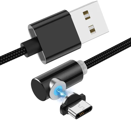 Magnetische USB naar USB-C Kabel 90° Draaibaar 1 Meter Zwart afbeelding 1