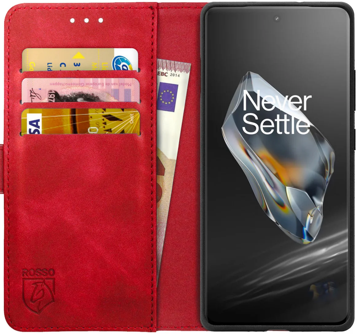 Rosso Element OnePlus 12 Hoesje Book Cover Case Wallet Rood afbeelding 1