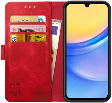 Rosso Element Samsung Galaxy A15 Hoesje Book Case Wallet Rood