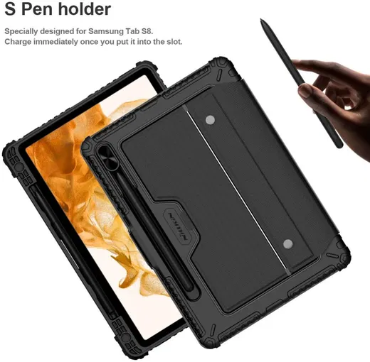 Nillkin Samsung Galaxy Tab S7/S8 Hoes met Bluetooth Toetsenbord Zwart afbeelding 10