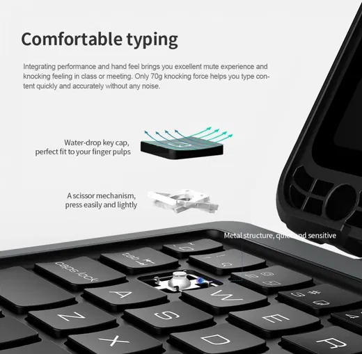 Nillkin Samsung Galaxy Tab S7/S8 Hoes met Bluetooth Toetsenbord Zwart afbeelding 5