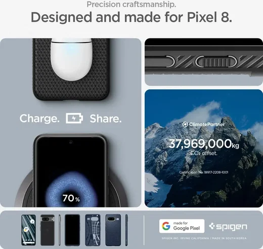 Spigen Liquid Air Google Pixel 8 Hoesje Back Cover Matte Zwart afbeelding 8