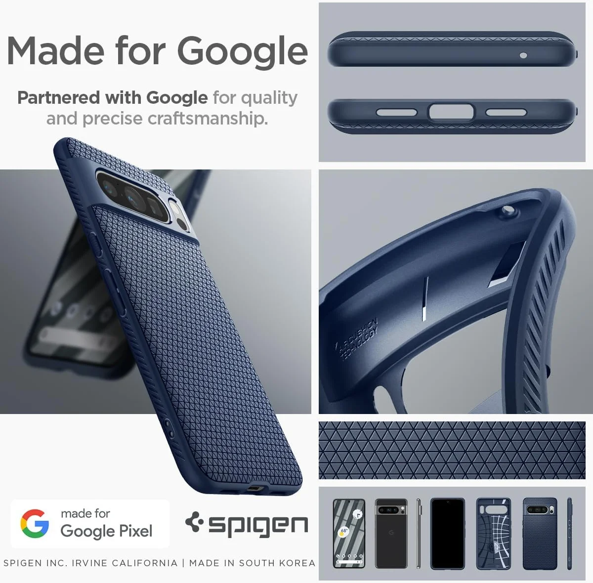 Spigen Liquid Air Google Pixel 8 Pro Hoesje Back Cover Blauw afbeelding 3