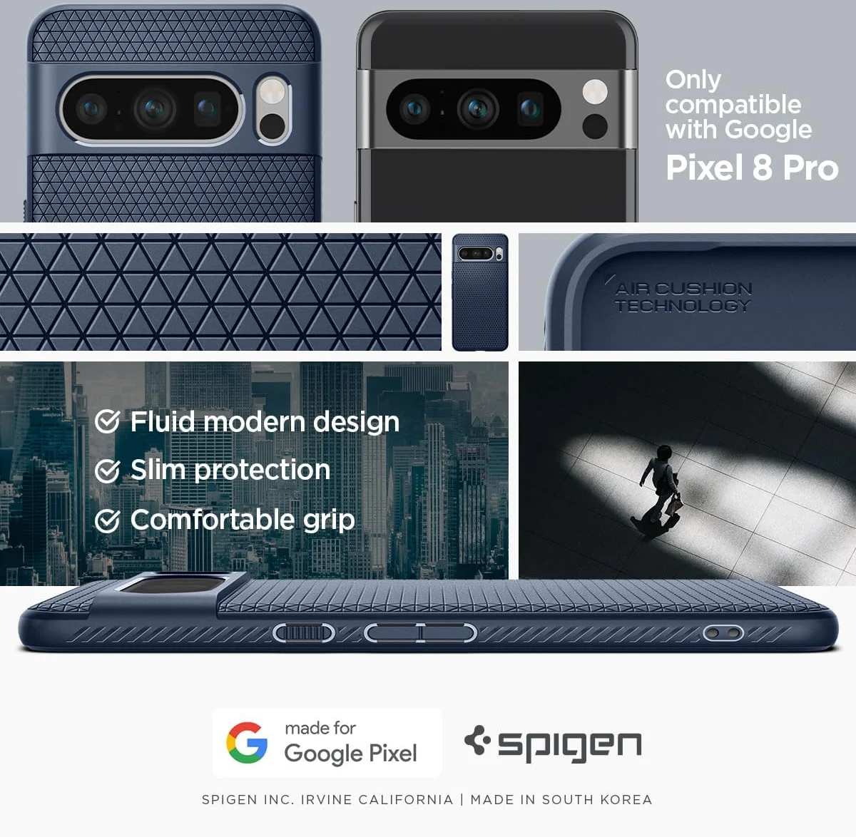Spigen Liquid Air Google Pixel 8 Pro Hoesje Back Cover Blauw afbeelding 7