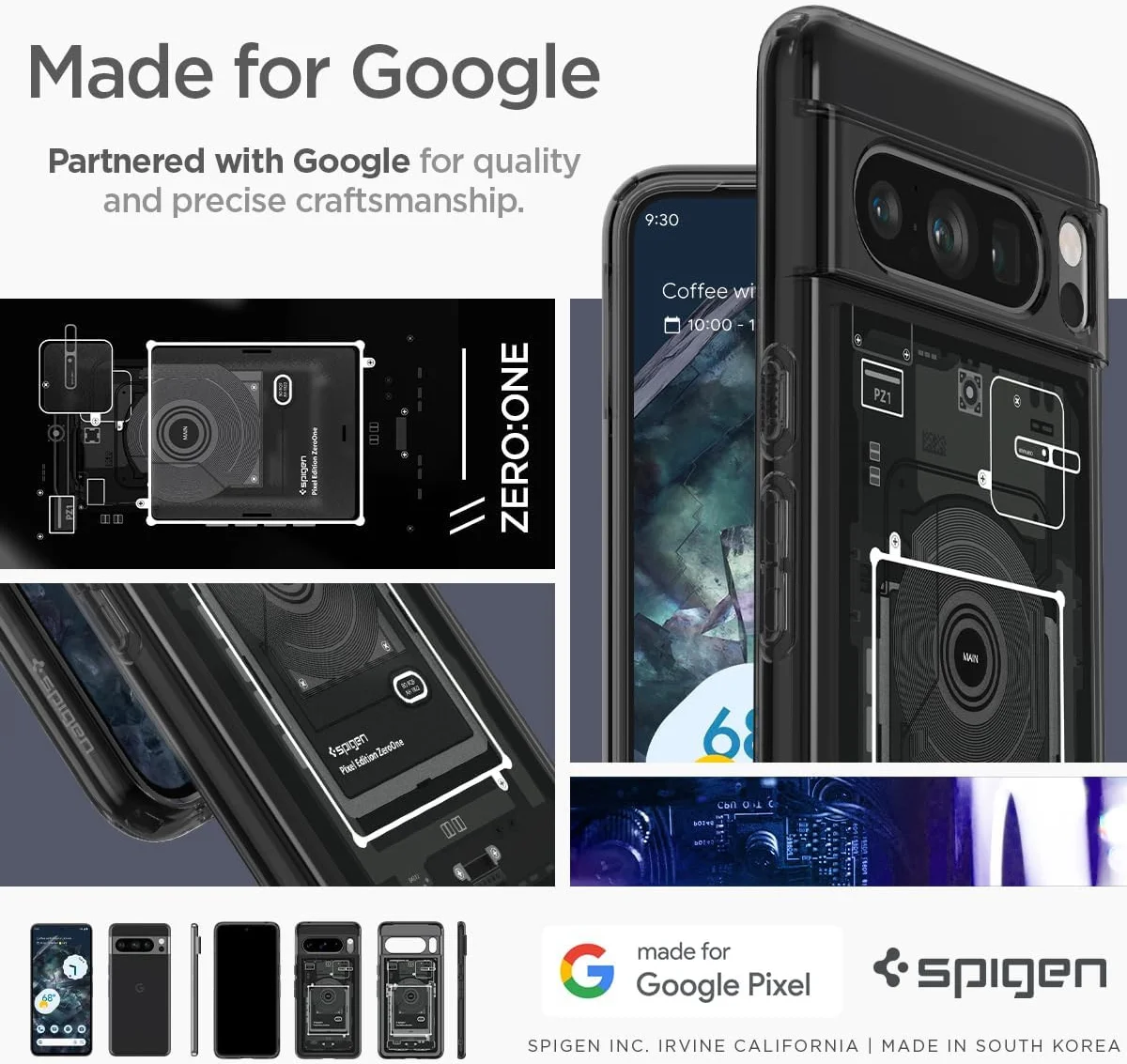 Spigen Ultra Hybrid Zero One Google Pixel 8 Pro Hoesje Grijs afbeelding 4