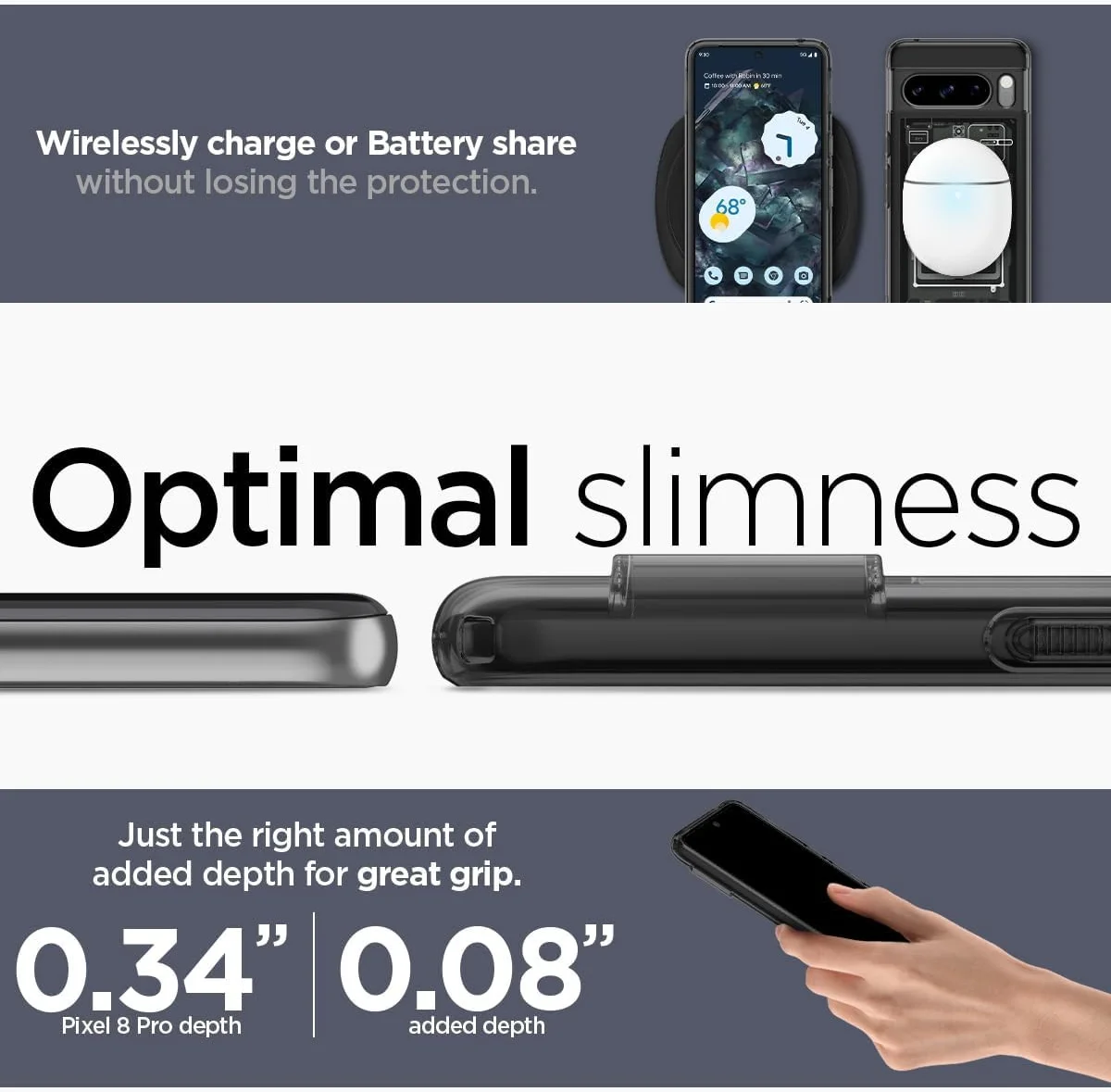 Spigen Ultra Hybrid Zero One Google Pixel 8 Pro Hoesje Grijs afbeelding 5
