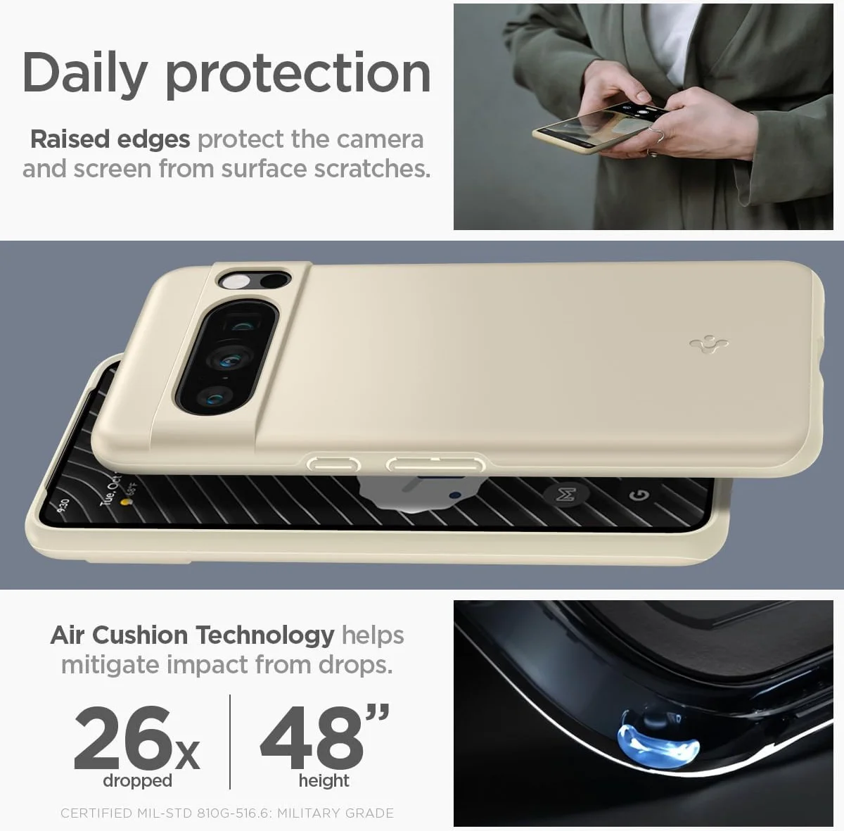 Spigen Thin Fit Google Pixel 8 Pro Hoesje Back Cover Beige afbeelding 4