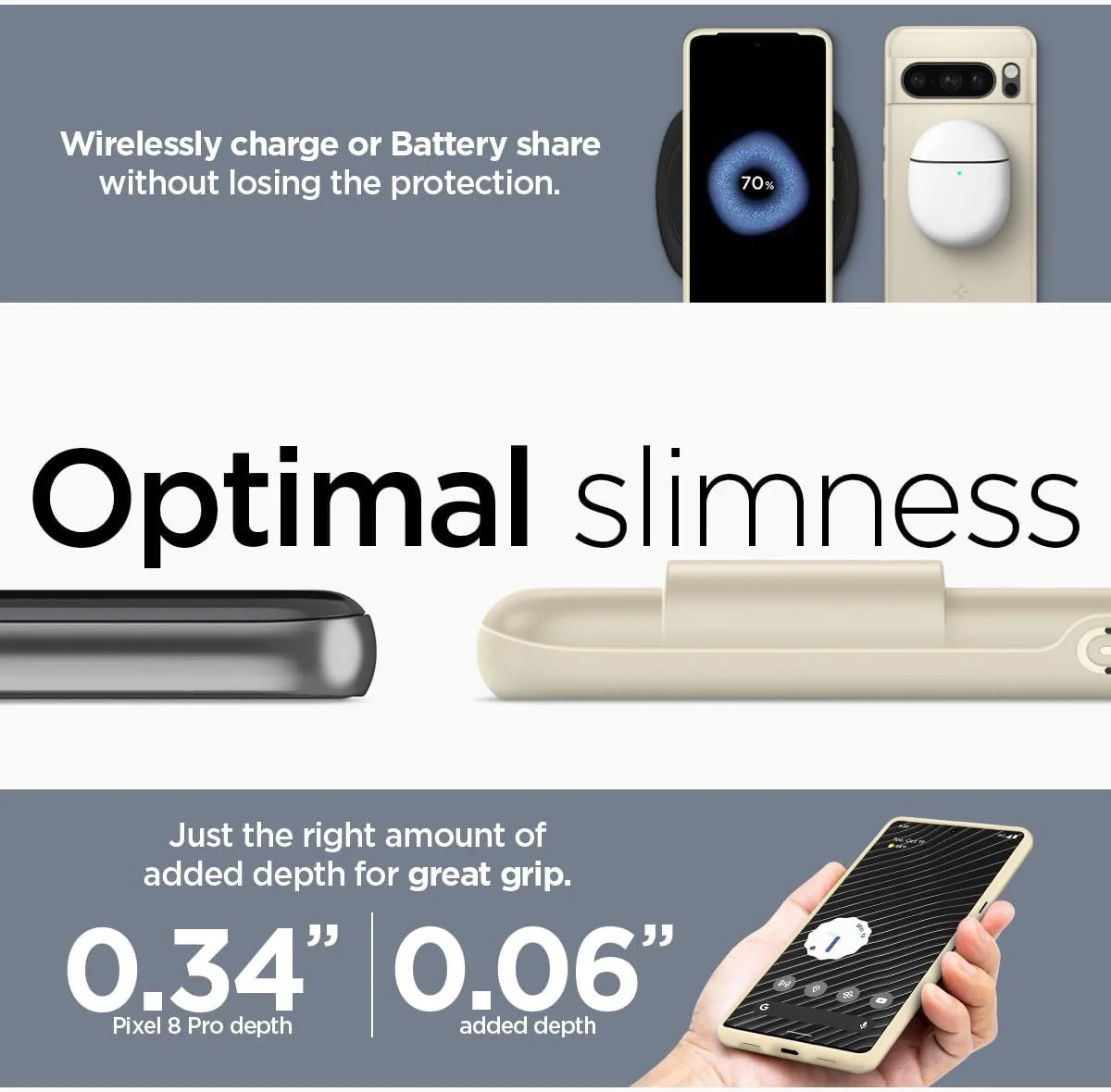 Spigen Thin Fit Google Pixel 8 Pro Hoesje Back Cover Beige afbeelding 5