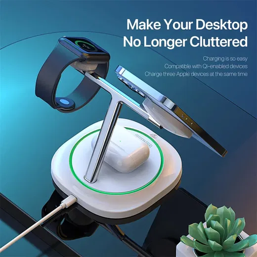 Duzzona 3-in-1 Station Draadloze Oplader Voor Apple MagSafe Wit afbeelding 6