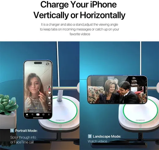 Duzzona 3-in-1 Station Draadloze Oplader Voor Apple MagSafe Wit afbeelding 7