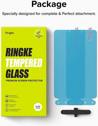 Ringke Google Pixel 8 Screen Protector Tempered Glass met Jig (2-Pack) afbeelding 4