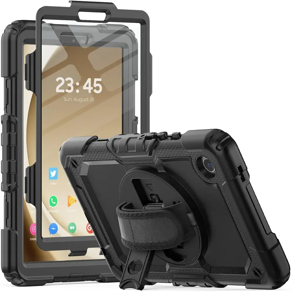 Samsung Galaxy Tab A9 Hoes met Screen Protector en Handriem Zwart afbeelding 1