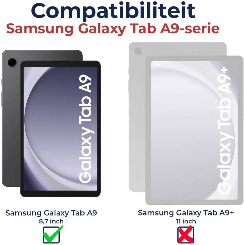 Samsung Galaxy Tab A9 Hoes met Screen Protector en Handriem Zwart afbeelding 2