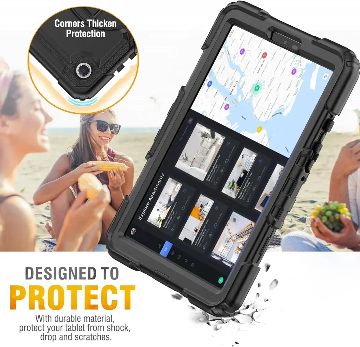 Samsung Galaxy Tab A9 Hoes met Screen Protector en Handriem Zwart afbeelding 6