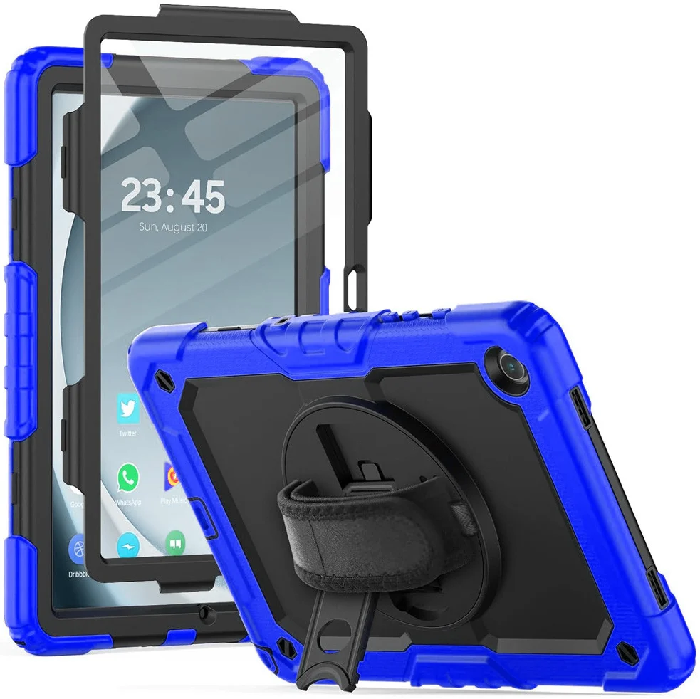 Samsung Galaxy Tab A9 Hoes met Screen Protector en Handriem Blauw afbeelding 1