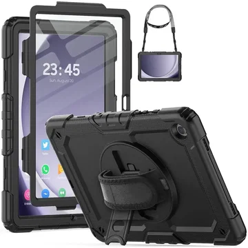 Samsung Galaxy Tab A9 Plus Hoes met Screen Protector en Handriem Zwart