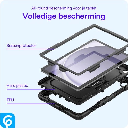 Samsung Galaxy Tab A9 Plus Hoes met Screen Protector en Handriem Blauw afbeelding 8