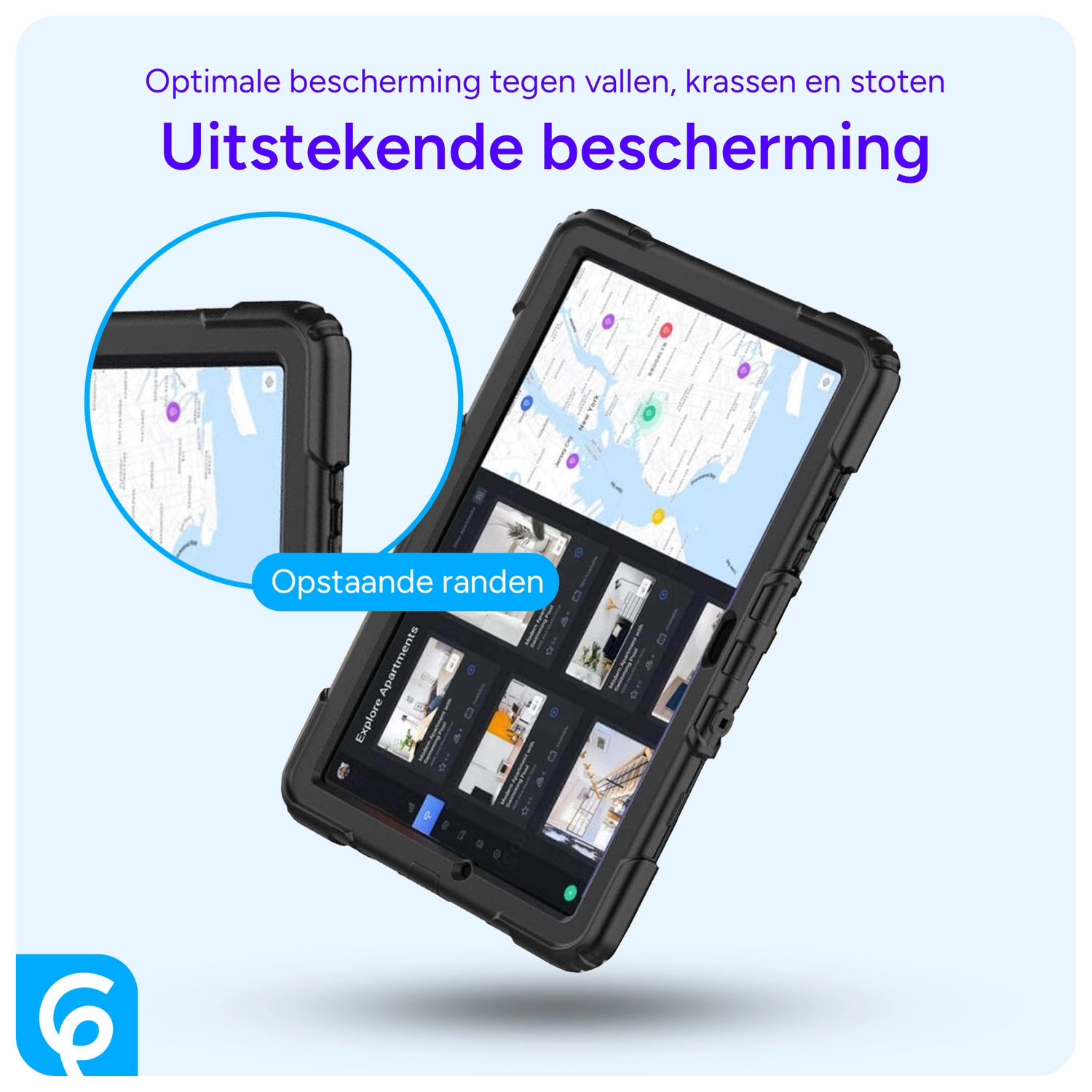 Samsung Galaxy Tab A9 Plus Hoes met Screen Protector en Handriem Rood afbeelding 4