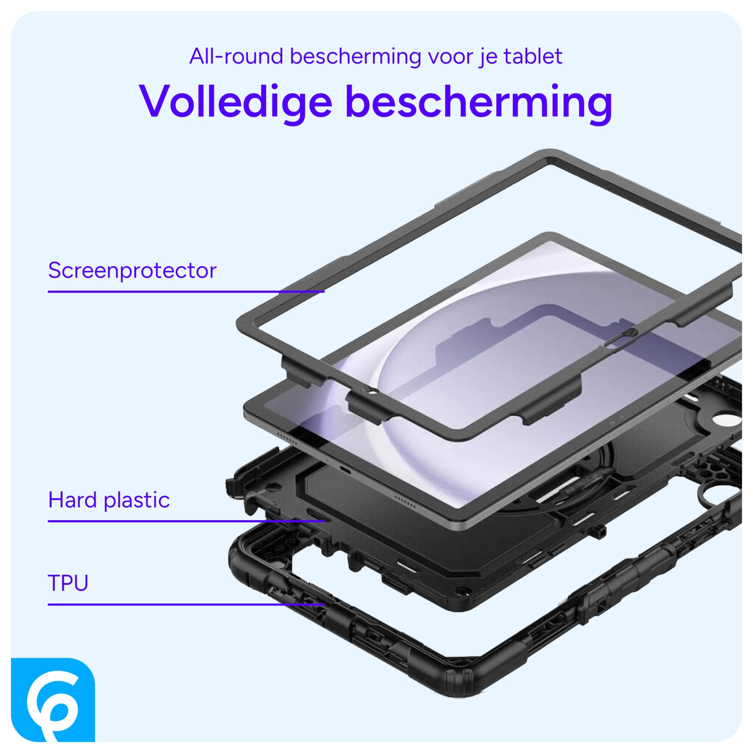 Samsung Galaxy Tab A9 Plus Hoes met Screen Protector en Handriem Rood afbeelding 9