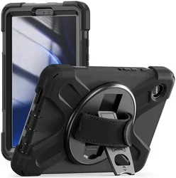 Samsung Galaxy Tab A9 Hoes met Kickstand en Handriem Zwart afbeelding