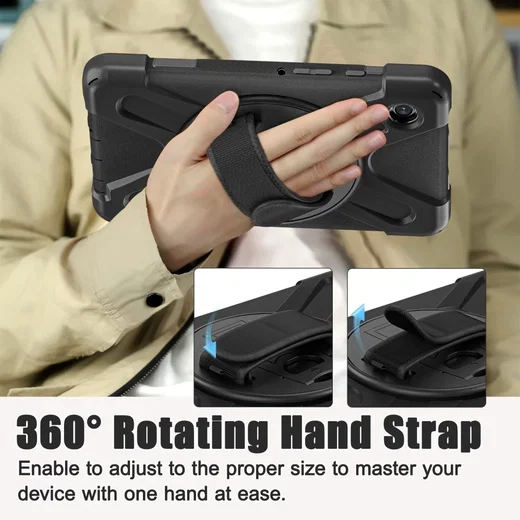 Samsung Galaxy Tab A9 Hoes met Kickstand en Handriem Zwart afbeelding 5