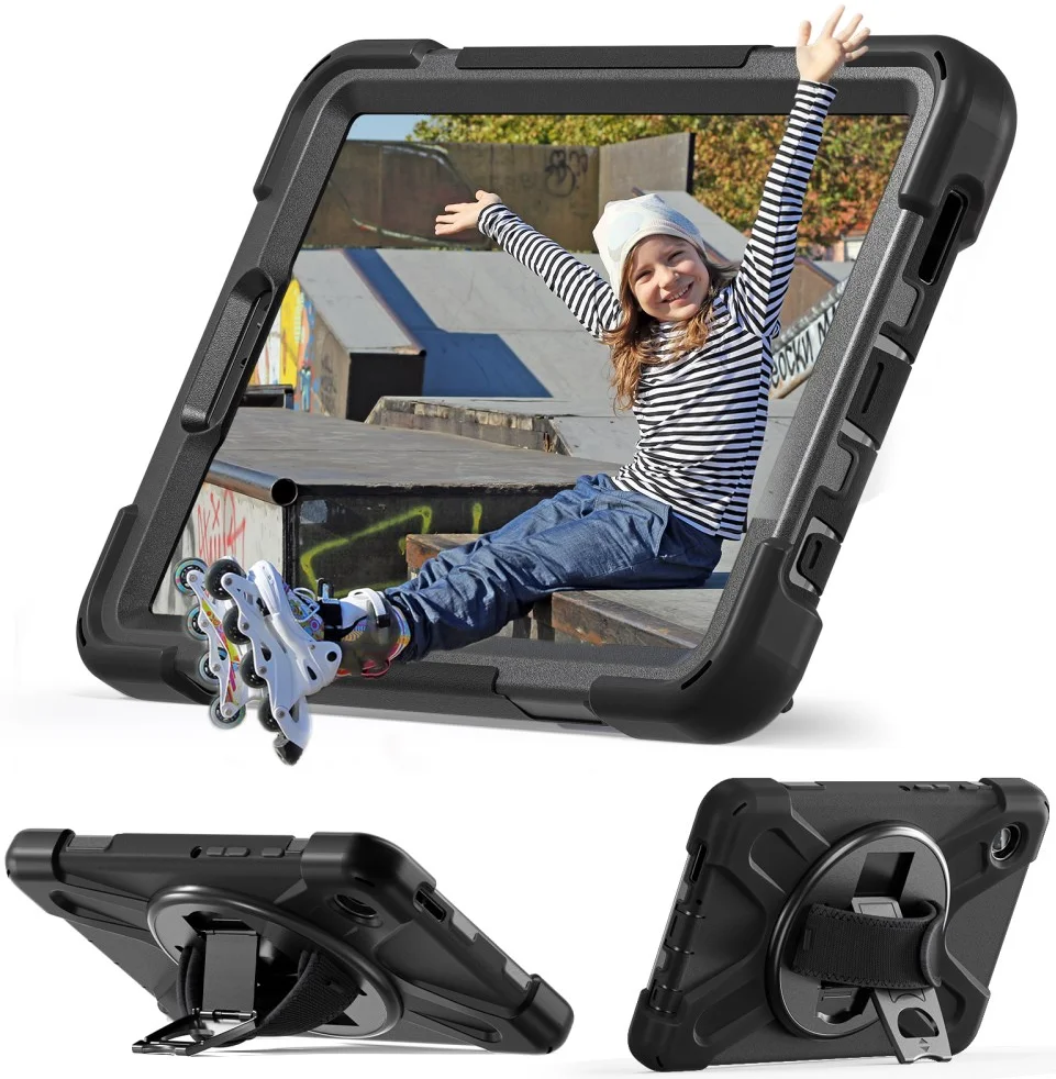 Samsung Galaxy Tab A9 Hoes met Kickstand en Handriem Zwart afbeelding 7