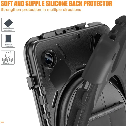 Samsung Galaxy Tab A9 Hoes met Kickstand en Handriem Zwart afbeelding 9