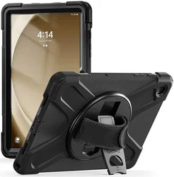 Samsung Galaxy Tab A9 Plus Hoes met Kickstand en Handriem Zwart afbeelding